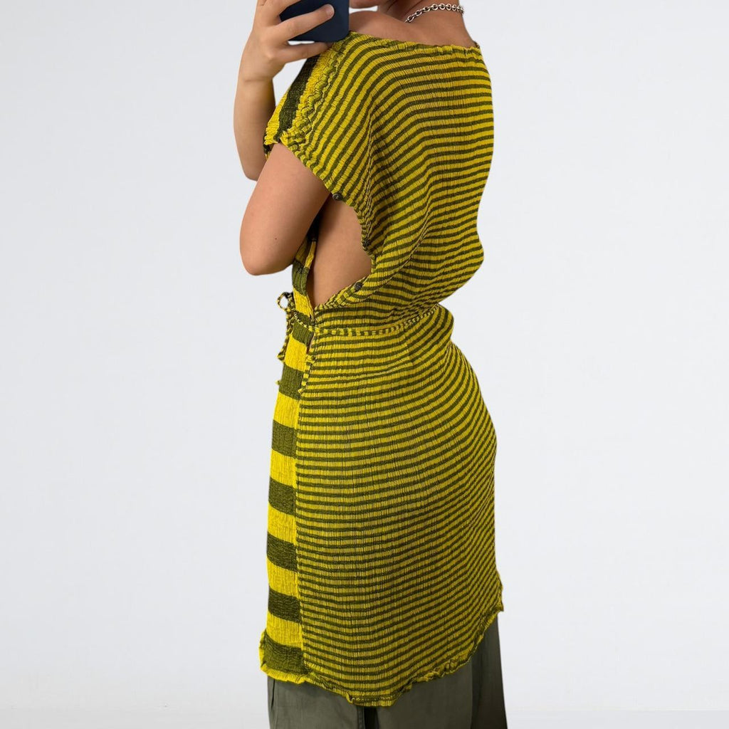 ME Issey Miyake Striped Pleated Dress