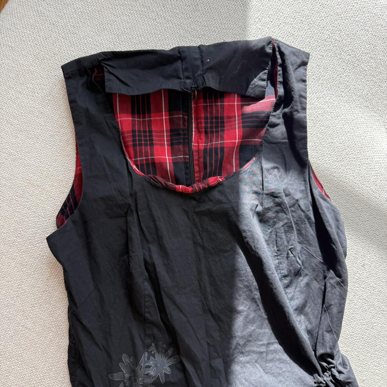 Black Bubble Dress with Red Plaid Lining