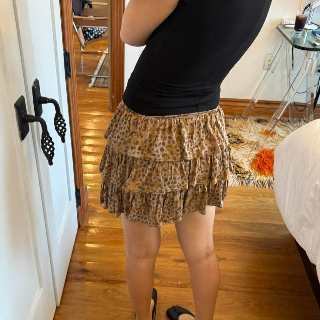 Hysteric Glamour Leopard Print Ruffle Mini Skirt
