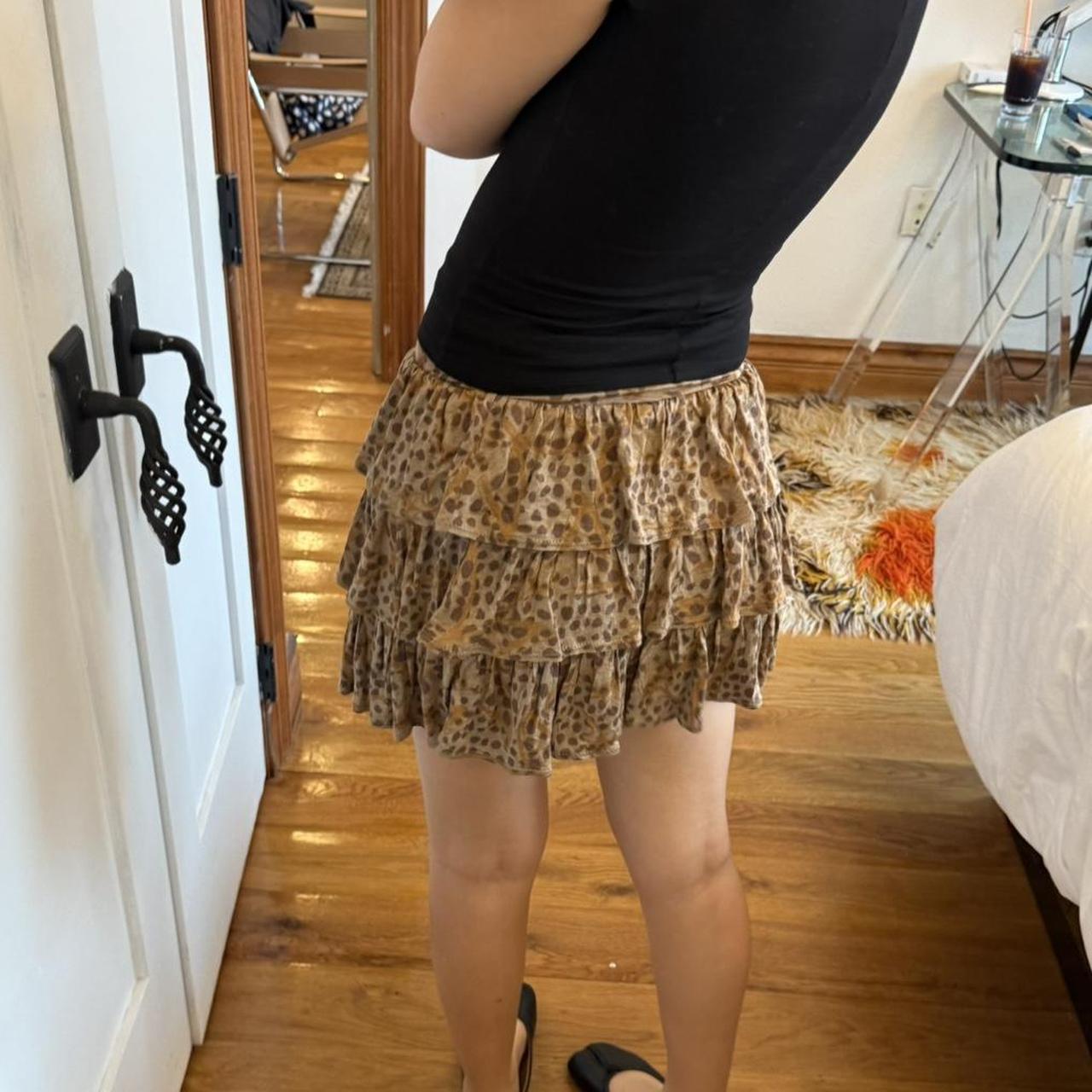 Hysteric Glamour Leopard Print Ruffle Mini Skirt