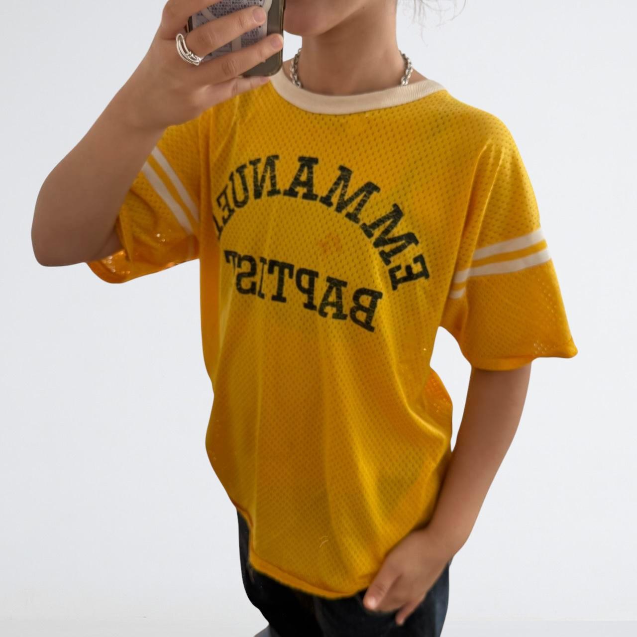 Vintage 70s Yellow Mesh Sports Jersey