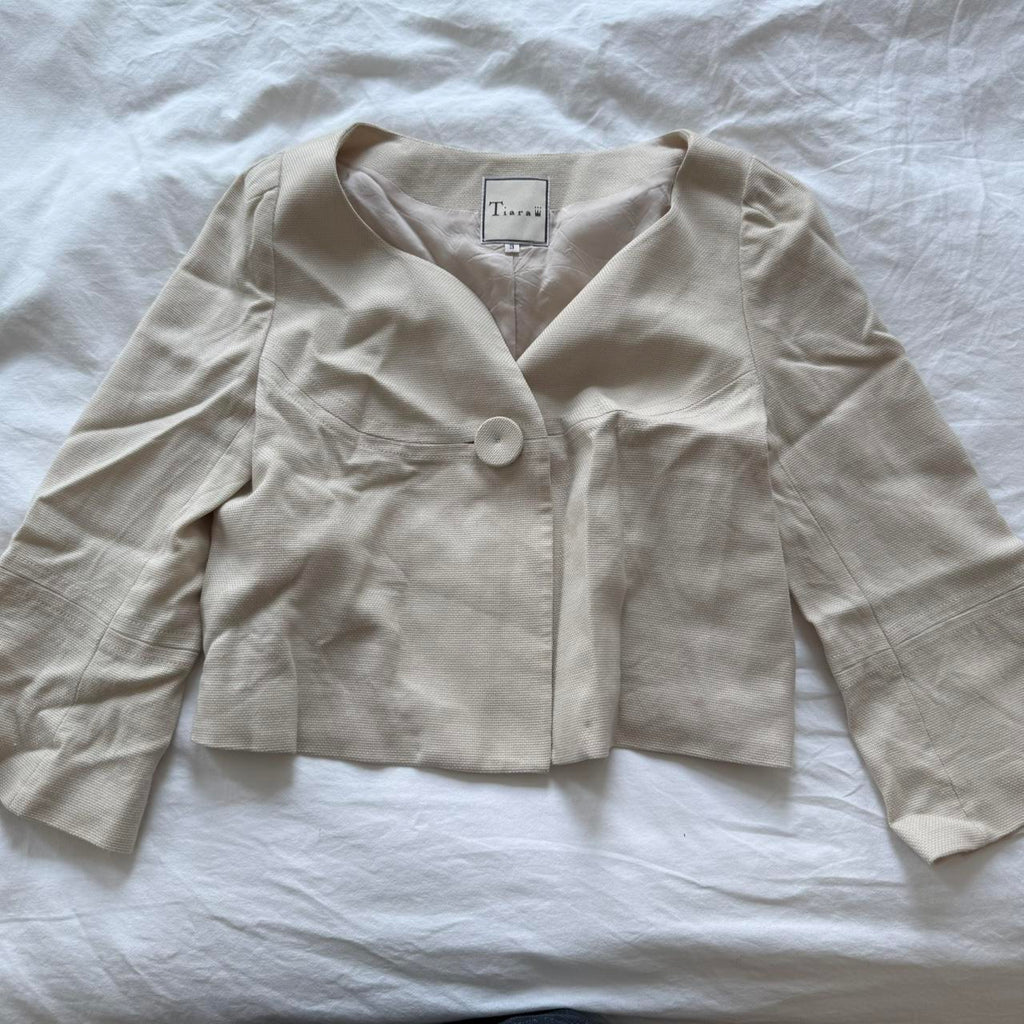 Tiara Cream Wool Cashmere Blend Cropped Jacket