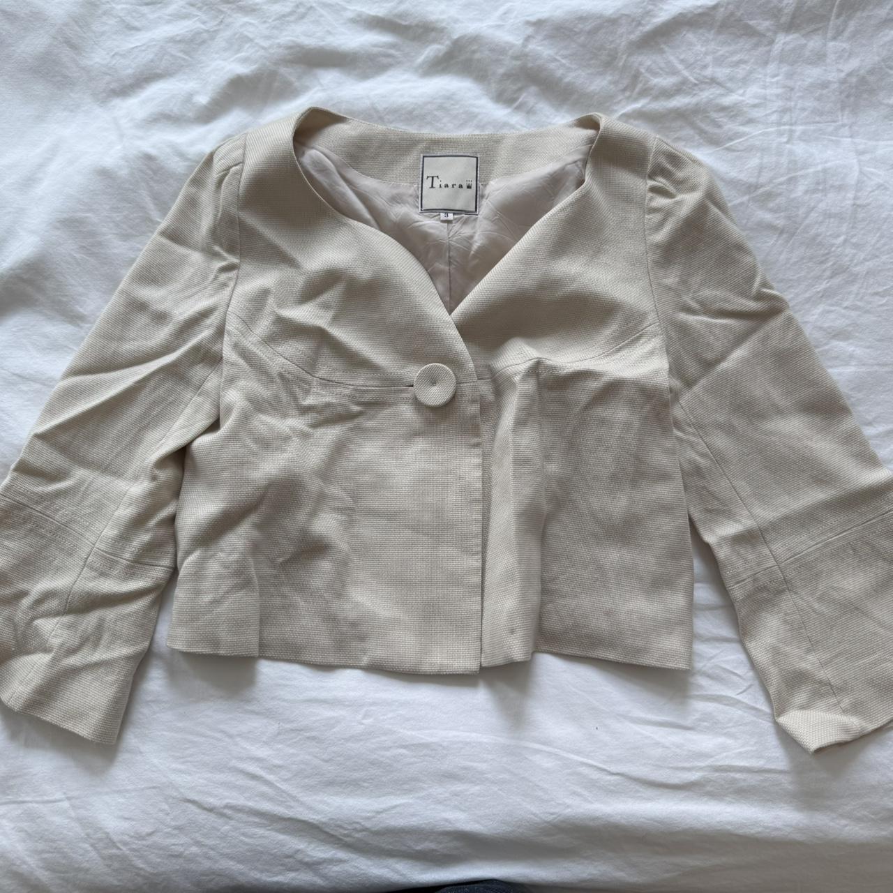 Tiara Cream Wool Cashmere Blend Cropped Jacket