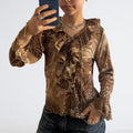 Y2K Cheetah Print Ruffle Going-Out Top