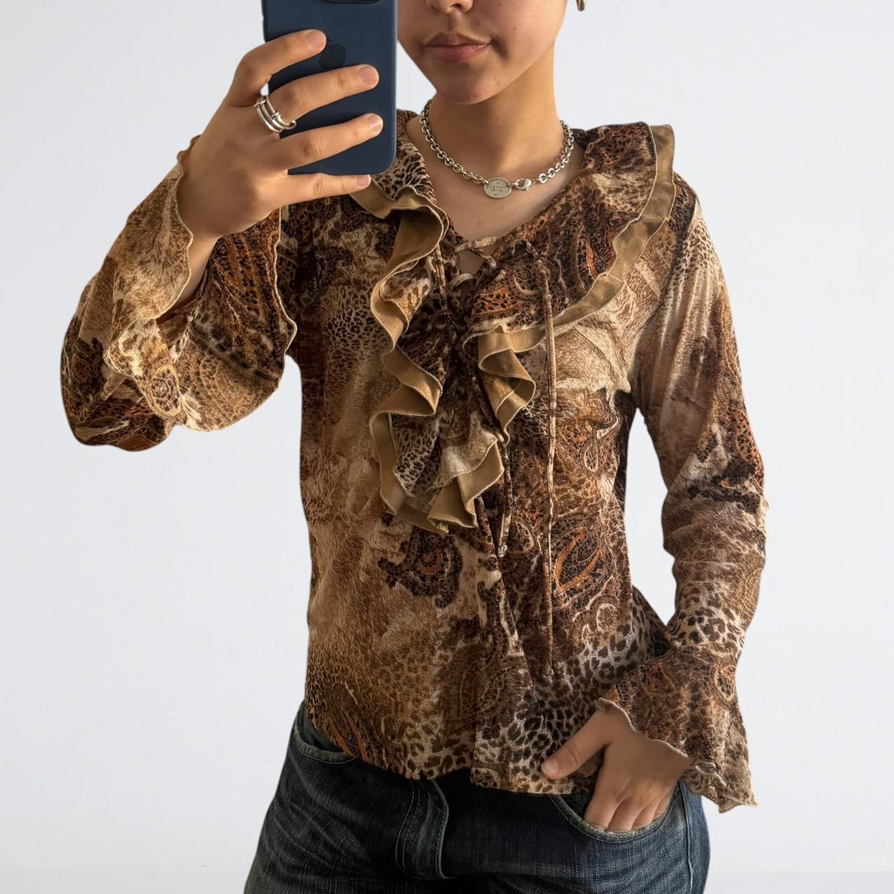 Y2K Cheetah Print Ruffle Going-Out Top