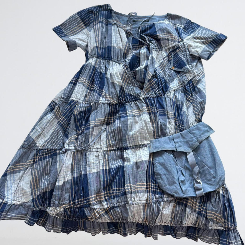 Marithé + François Girbaud Blue Plaid Tie Dress
