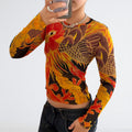 Jean Paul Gaultier 90s Rooster Print Mesh Top