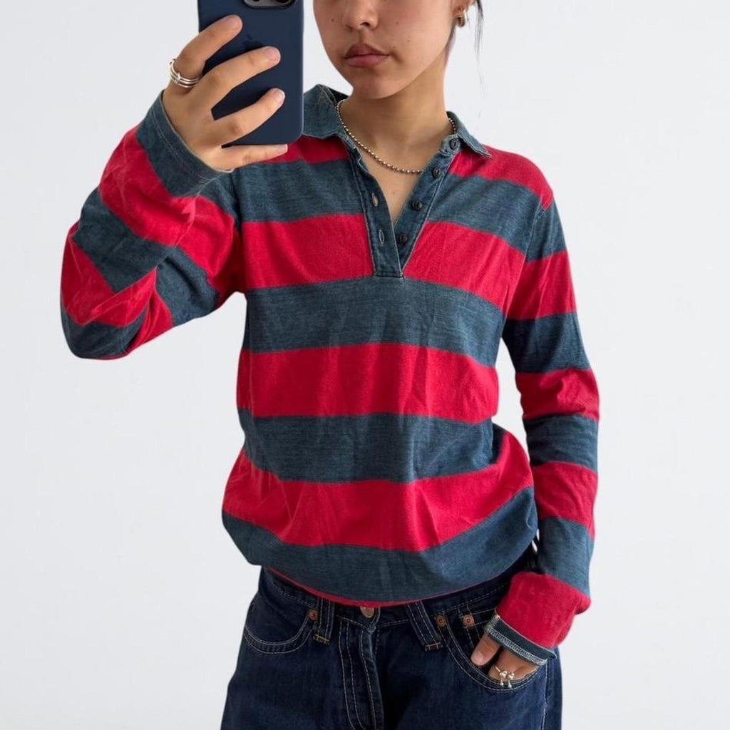 45rpm Red & Blue Striped Rugby Shirt