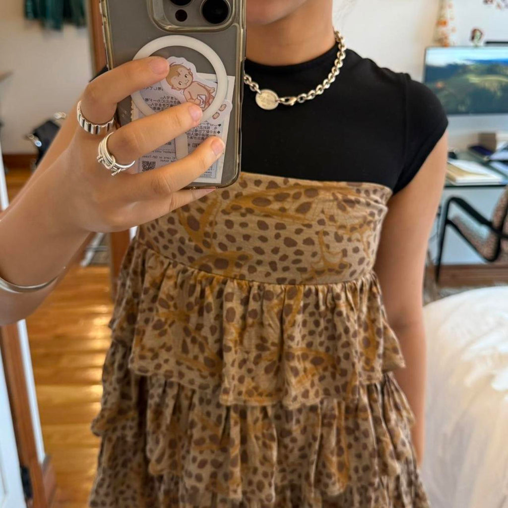 Hysteric Glamour Leopard Print Ruffle Mini Skirt