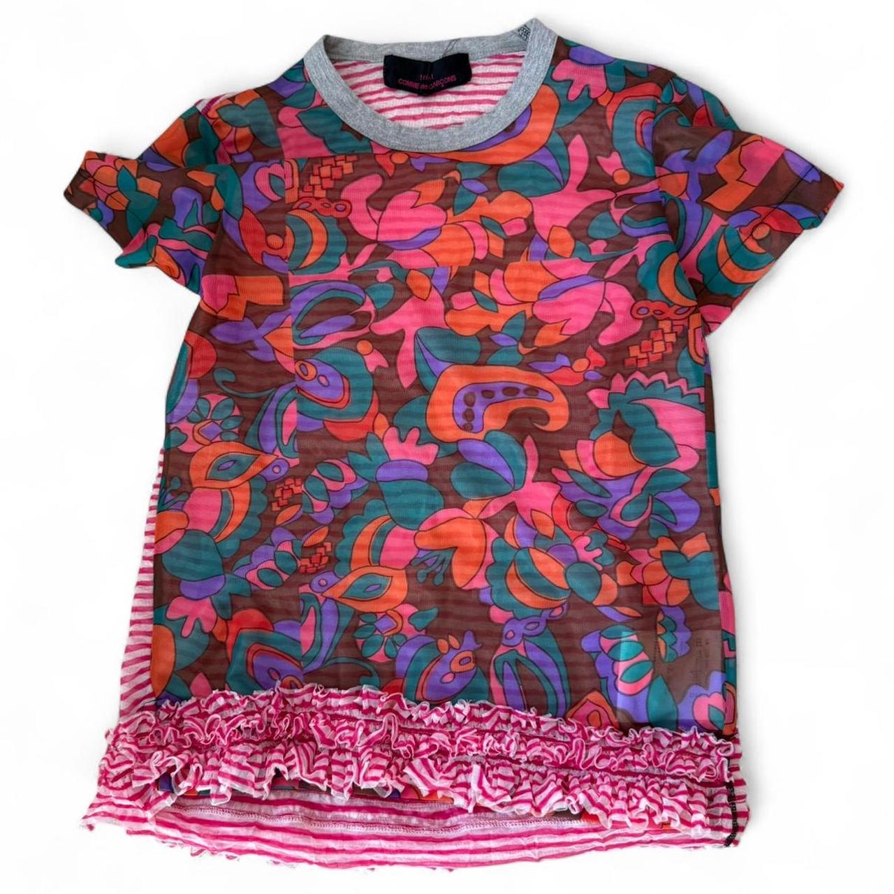 Comme des Garçons Tricot Floral Ruffle Mesh Top
