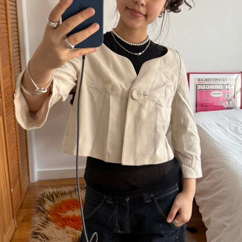 Tiara Cream Wool Cashmere Blend Cropped Jacket