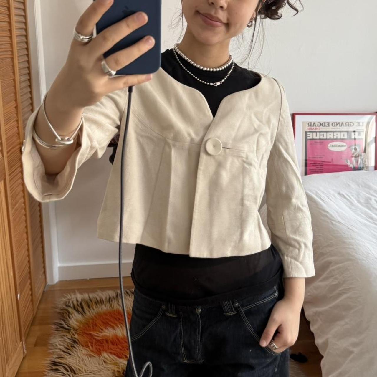 Tiara Cream Wool Cashmere Blend Cropped Jacket