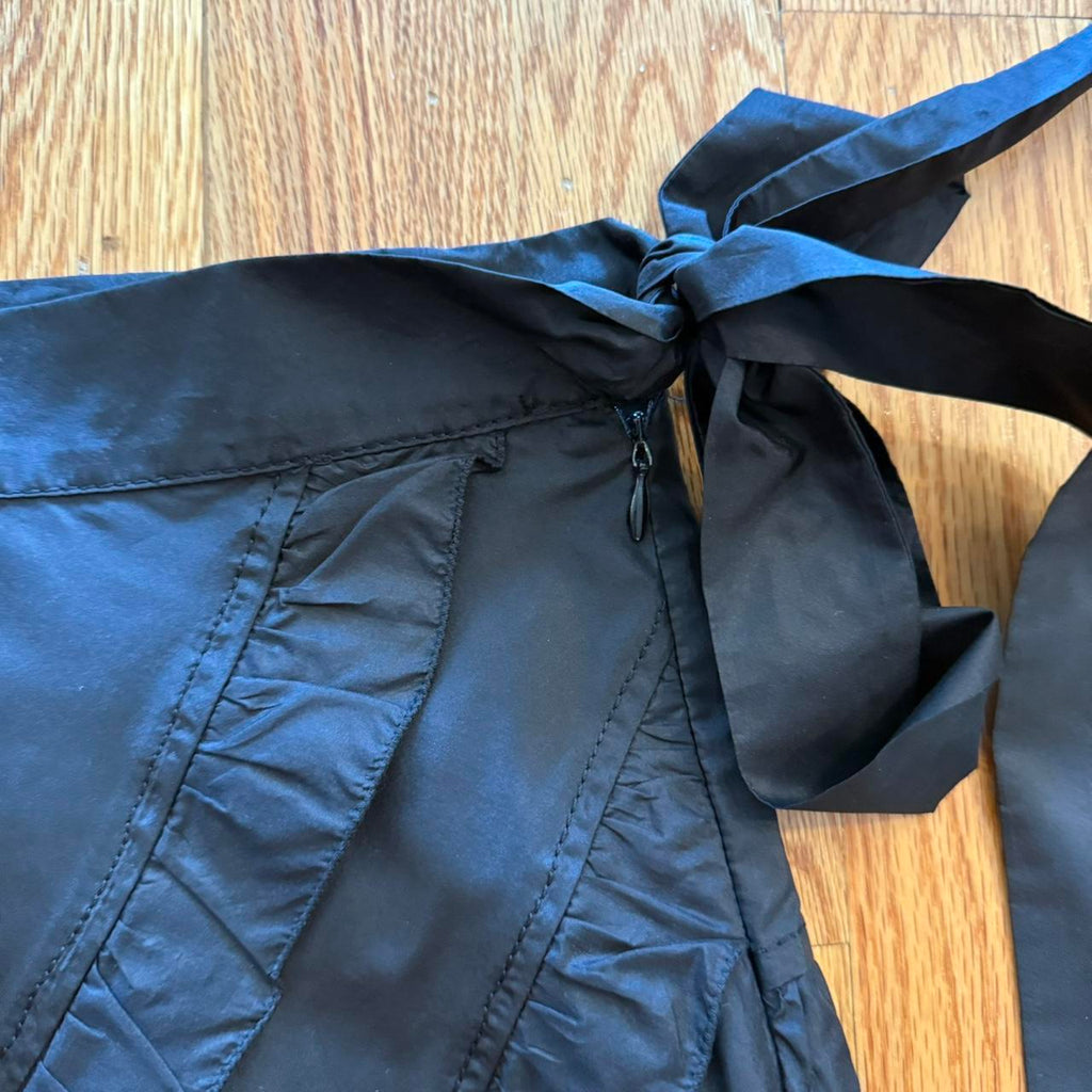 Blumarine Black Silk Ruffle Bow Skirt