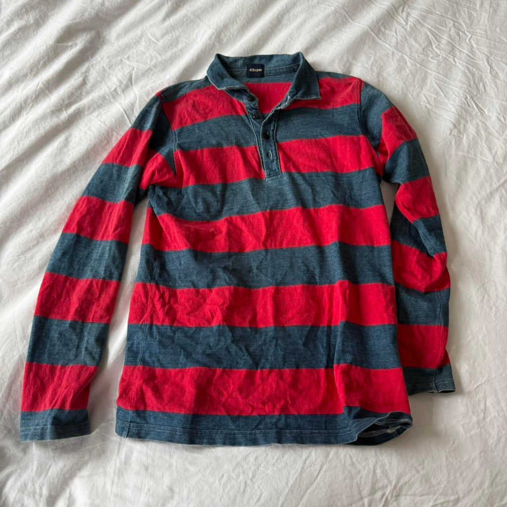 45rpm Red & Blue Striped Rugby Shirt