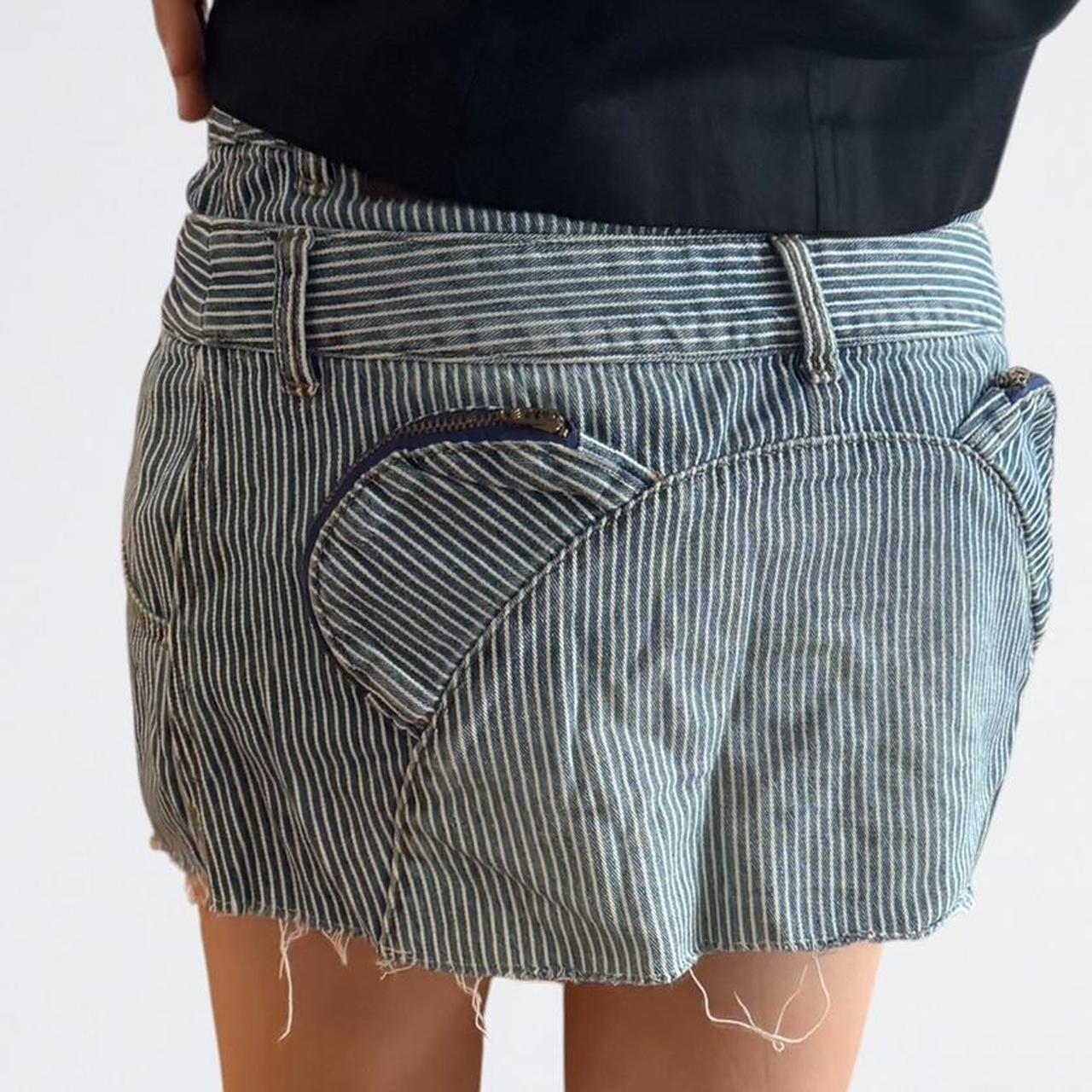 Candy Stripper Y2K Hickory Stripe Denim Mini Skirt