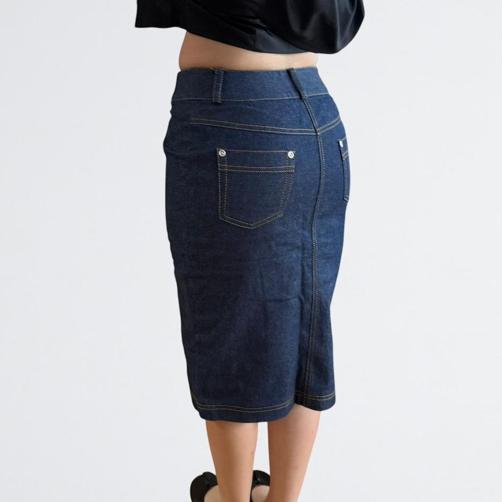 Morgan de Toi Indigo Denim Midi Skirt