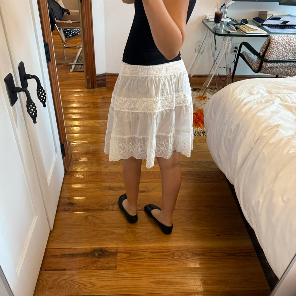 Comme des Garçons White Lace Tiered Skirt
