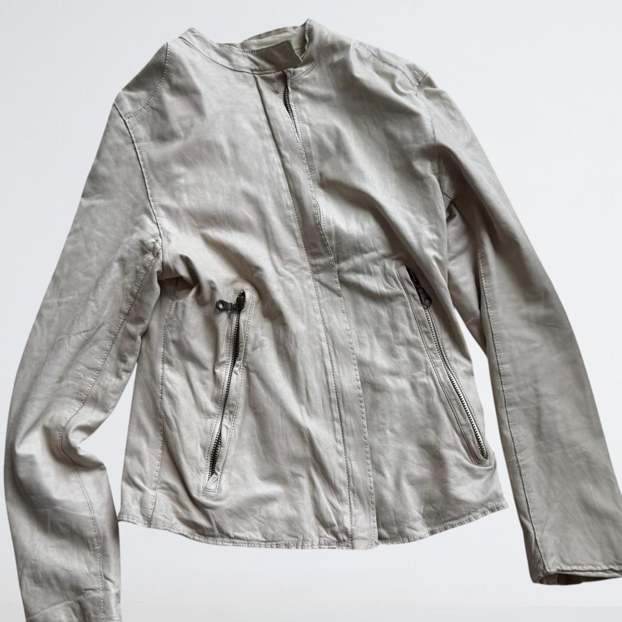 Cream Genuine Leather Motorcycle Jacket