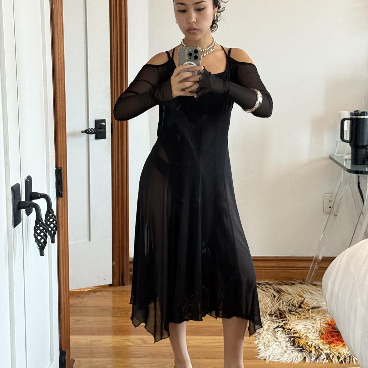 Calyx Pirouette Black Mesh Backless Dress