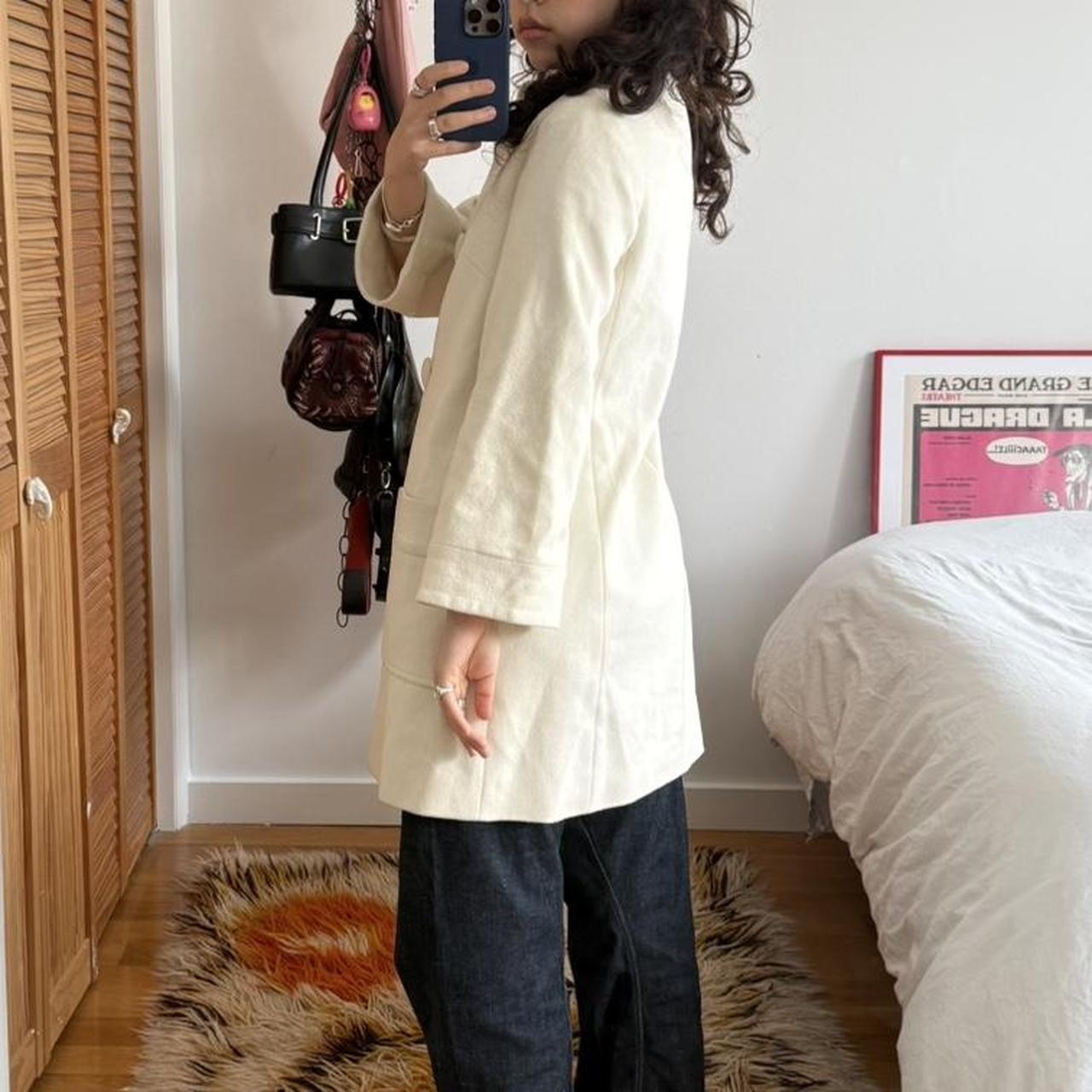 Cream Angora Cashmere Blend Stand Collar Coat