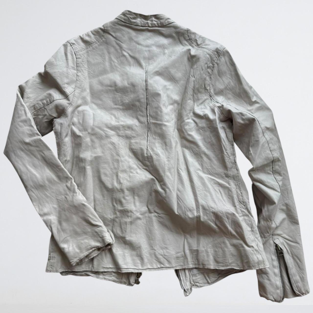 Cream Genuine Leather Motorcycle Jacket