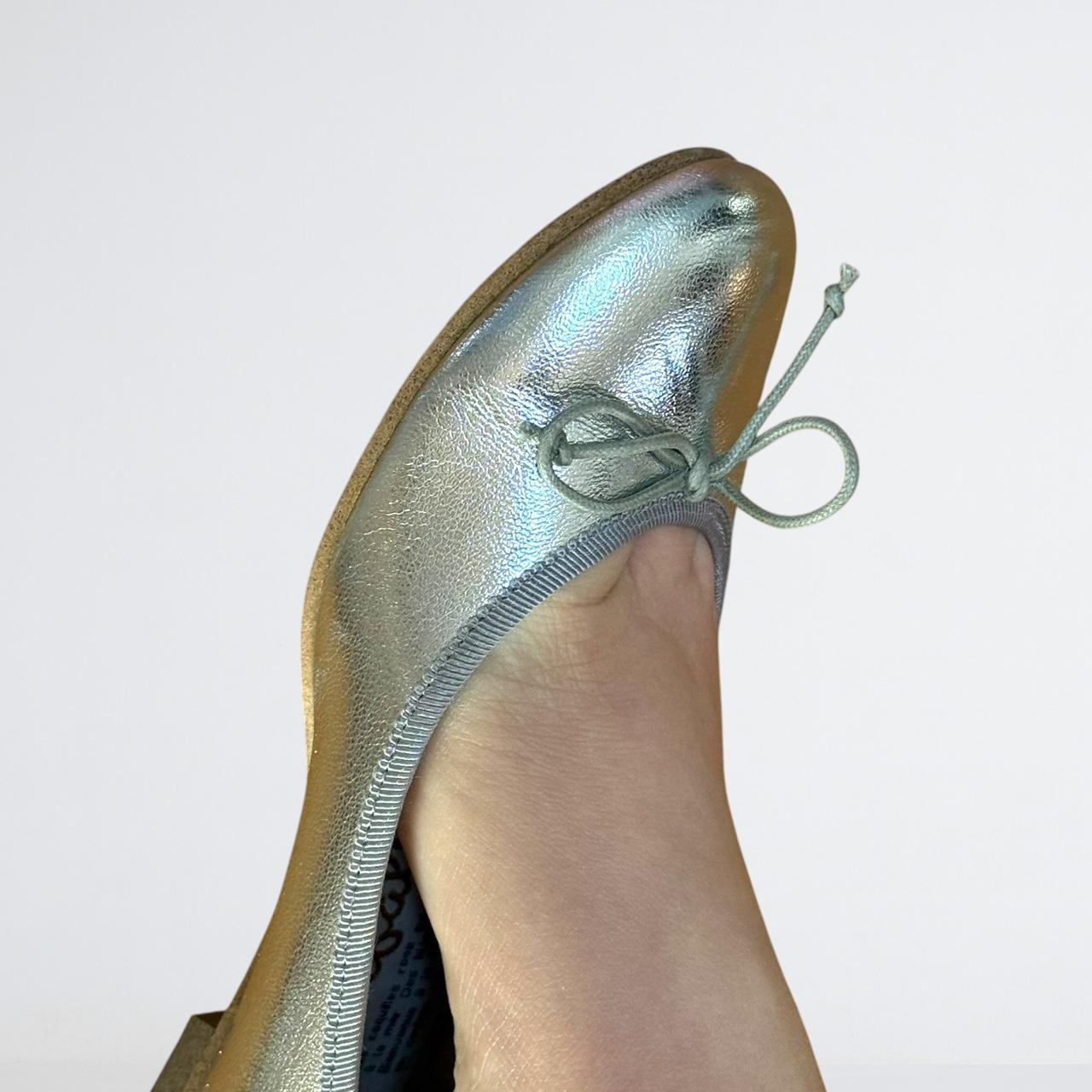 Farfalle Silver Leather Ballet Flats