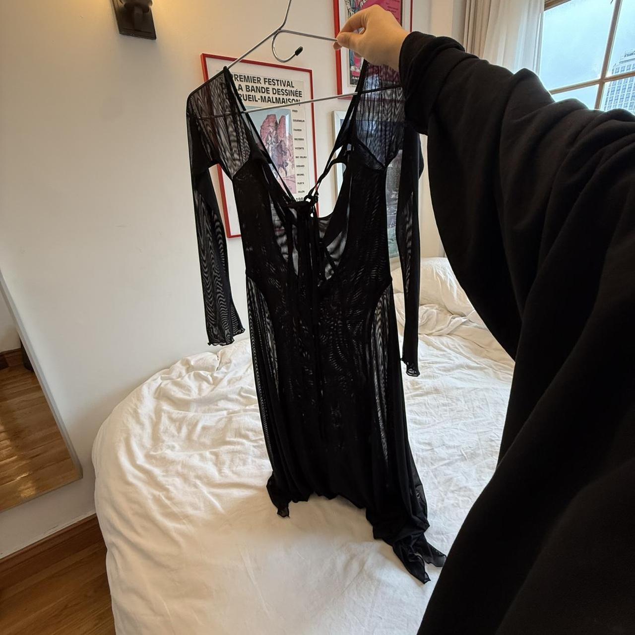 Calyx Pirouette Black Mesh Backless Dress