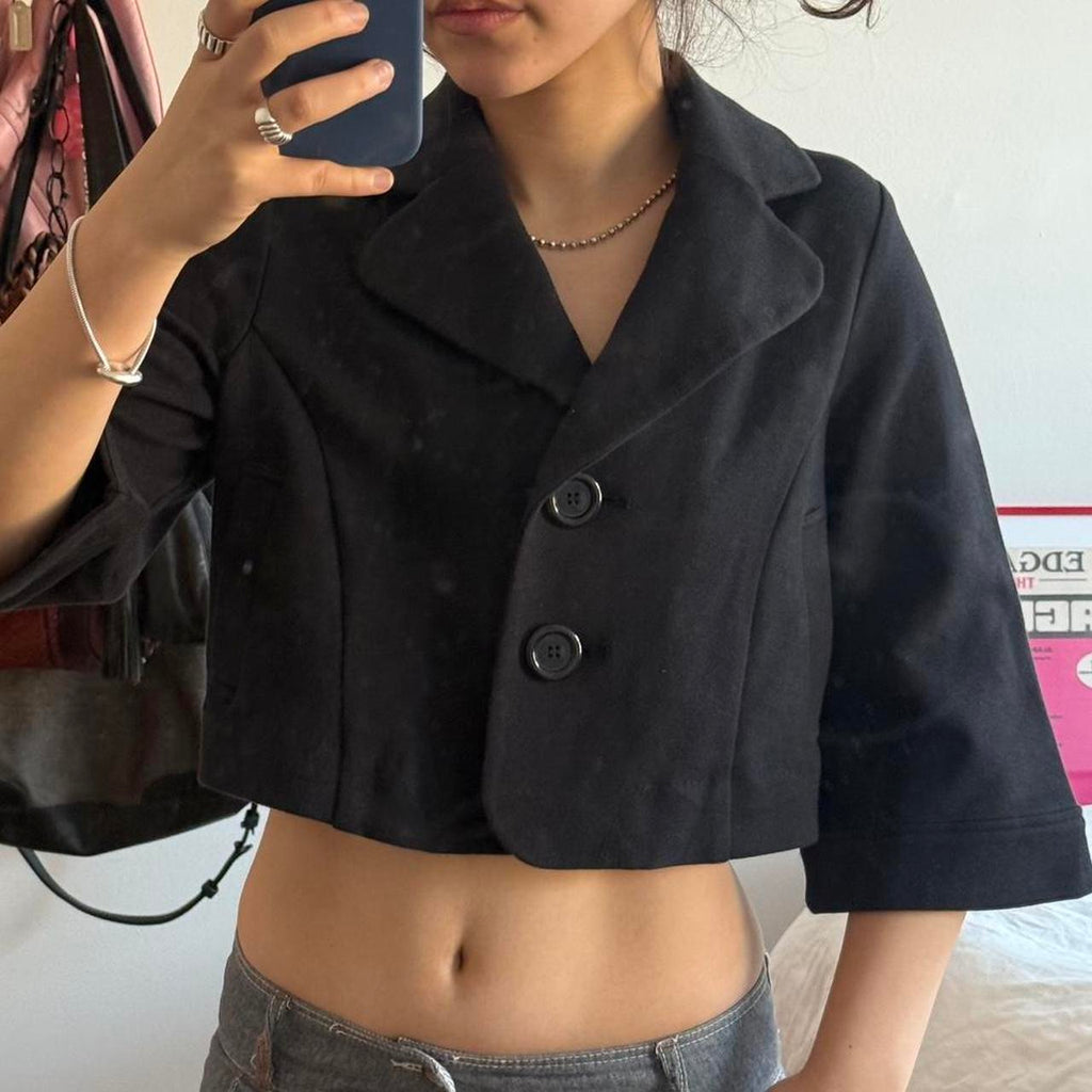 Cropped Black Peacoat Jacket