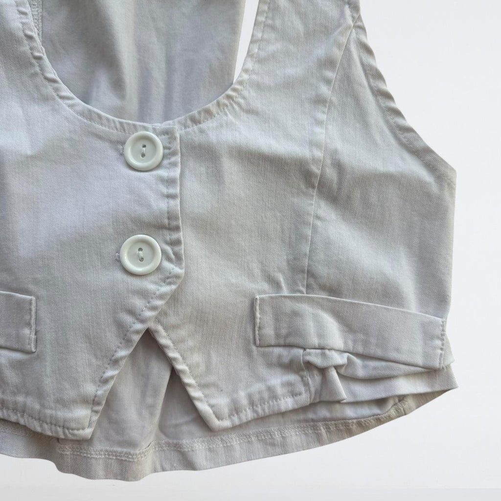 White Cropped Y2K Waistcoat Vest