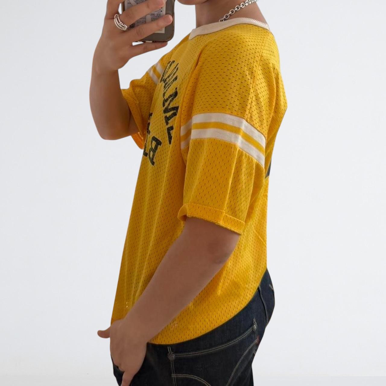 Vintage 70s Yellow Mesh Sports Jersey