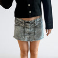 Rodeo Crowns Y2K Hickory Stripe Denim Mini Skirt