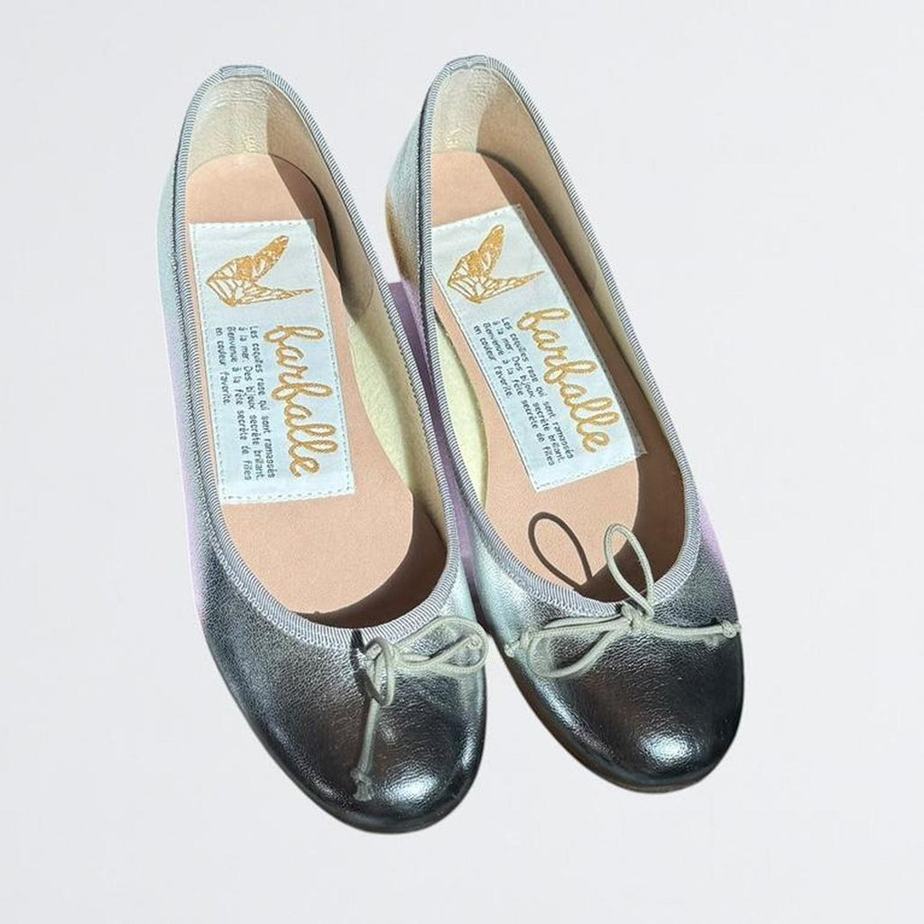 Farfalle Silver Leather Ballet Flats