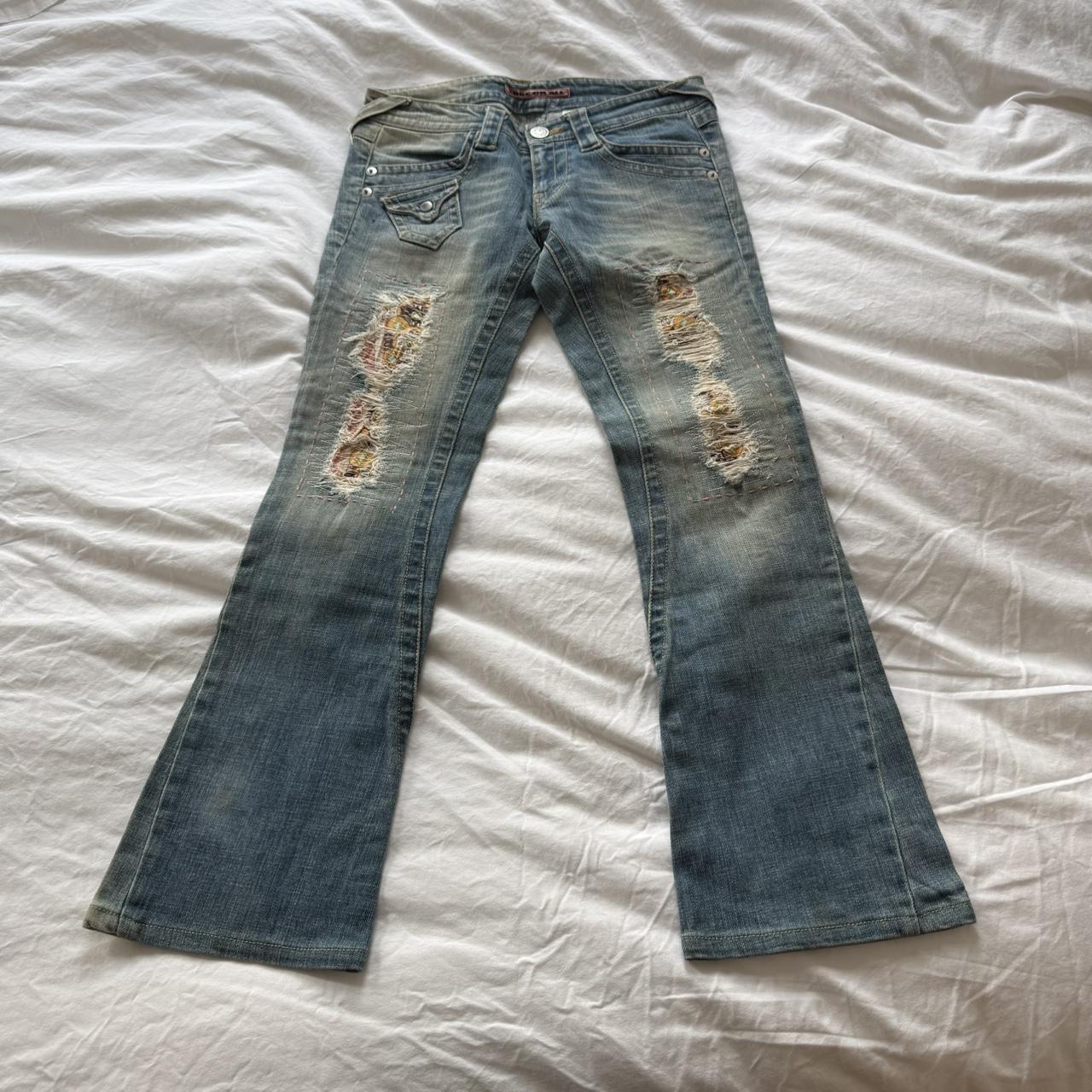 Patchwork Japanese Y2K Low-Rise Bootcut Jeans