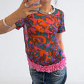 Comme des Garçons Tricot Floral Ruffle Mesh Top