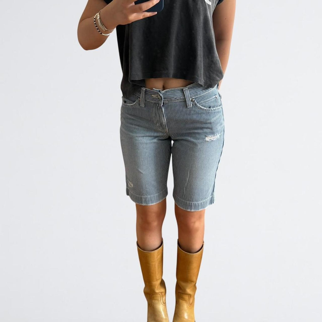 Wrangler Hickory Stripe Denim Bermuda Shorts
