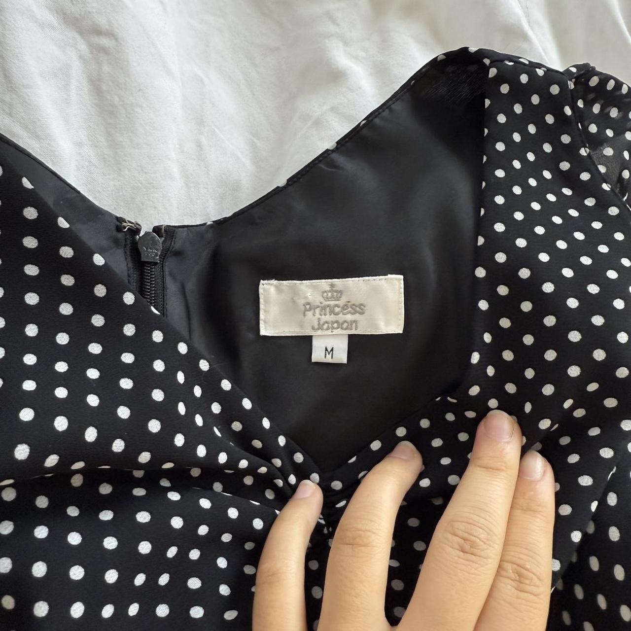 Black Polka Dot Ruched V-Neck Midi Dress