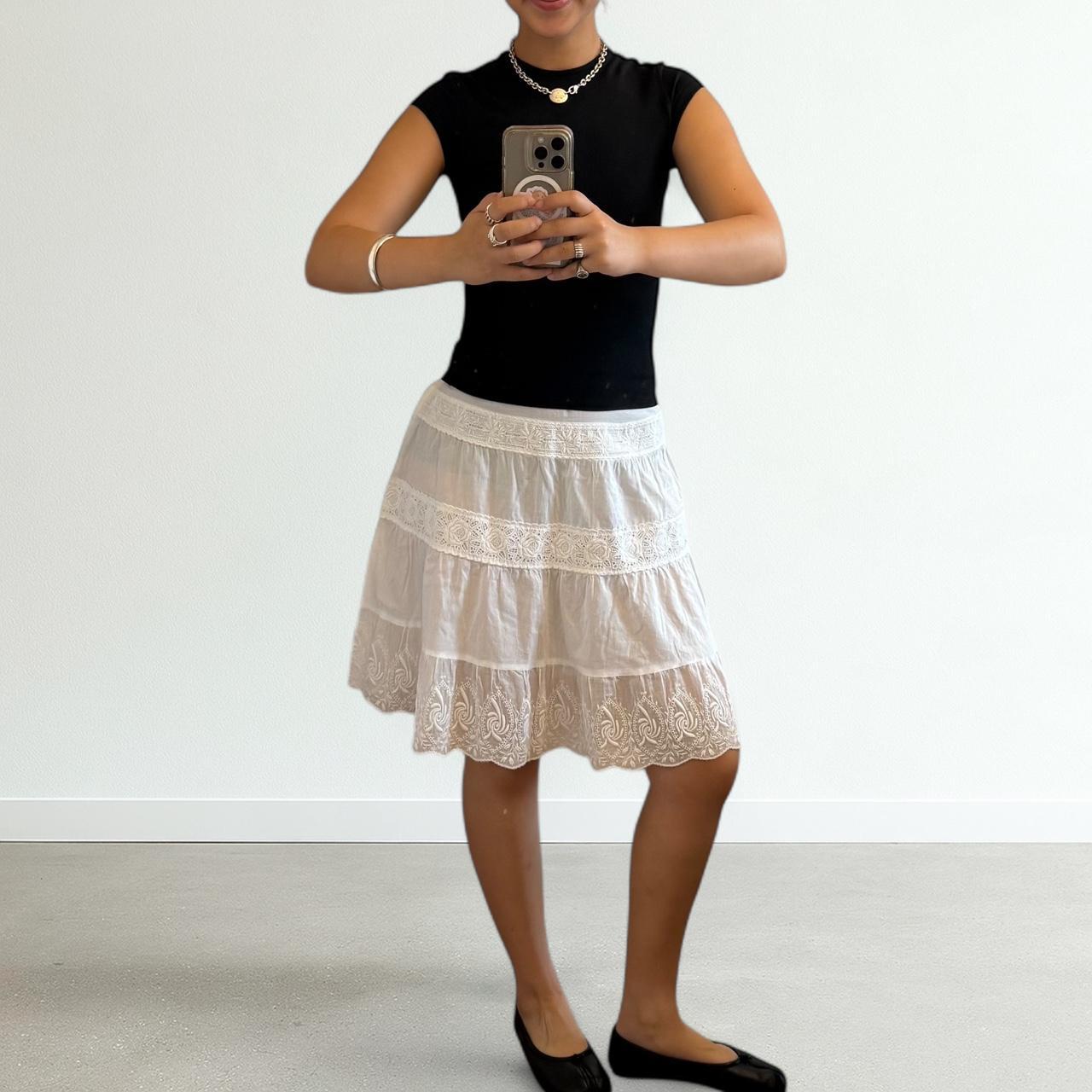 Comme des Garçons White Lace Tiered Skirt