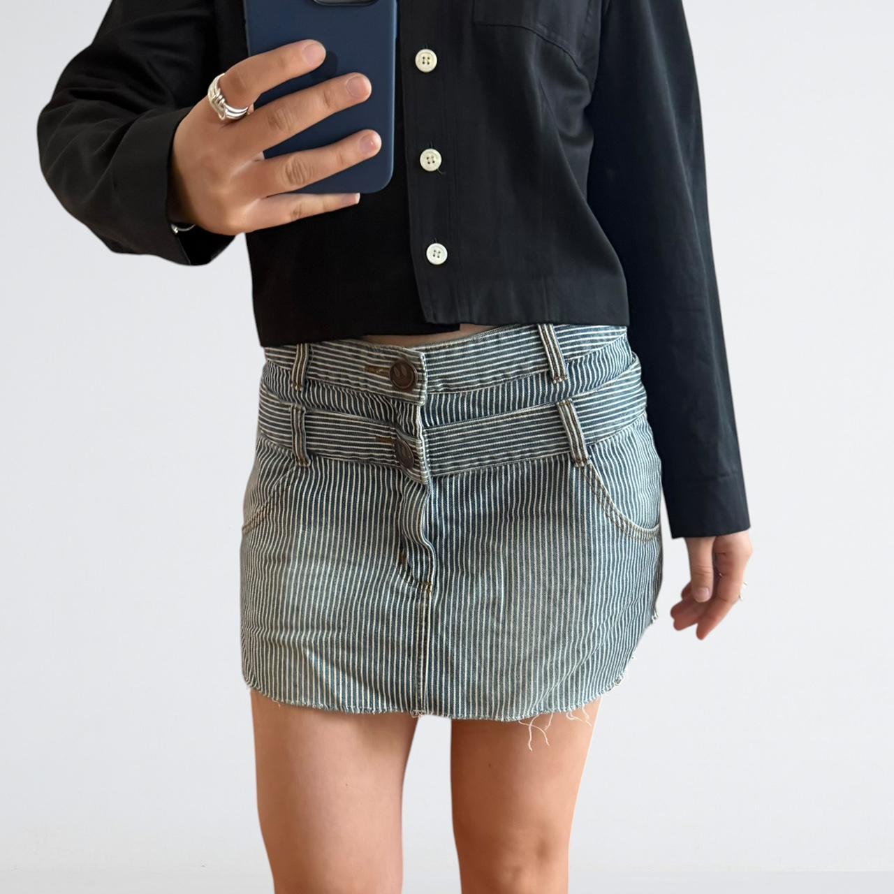 Candy Stripper Y2K Hickory Stripe Denim Mini Skirt