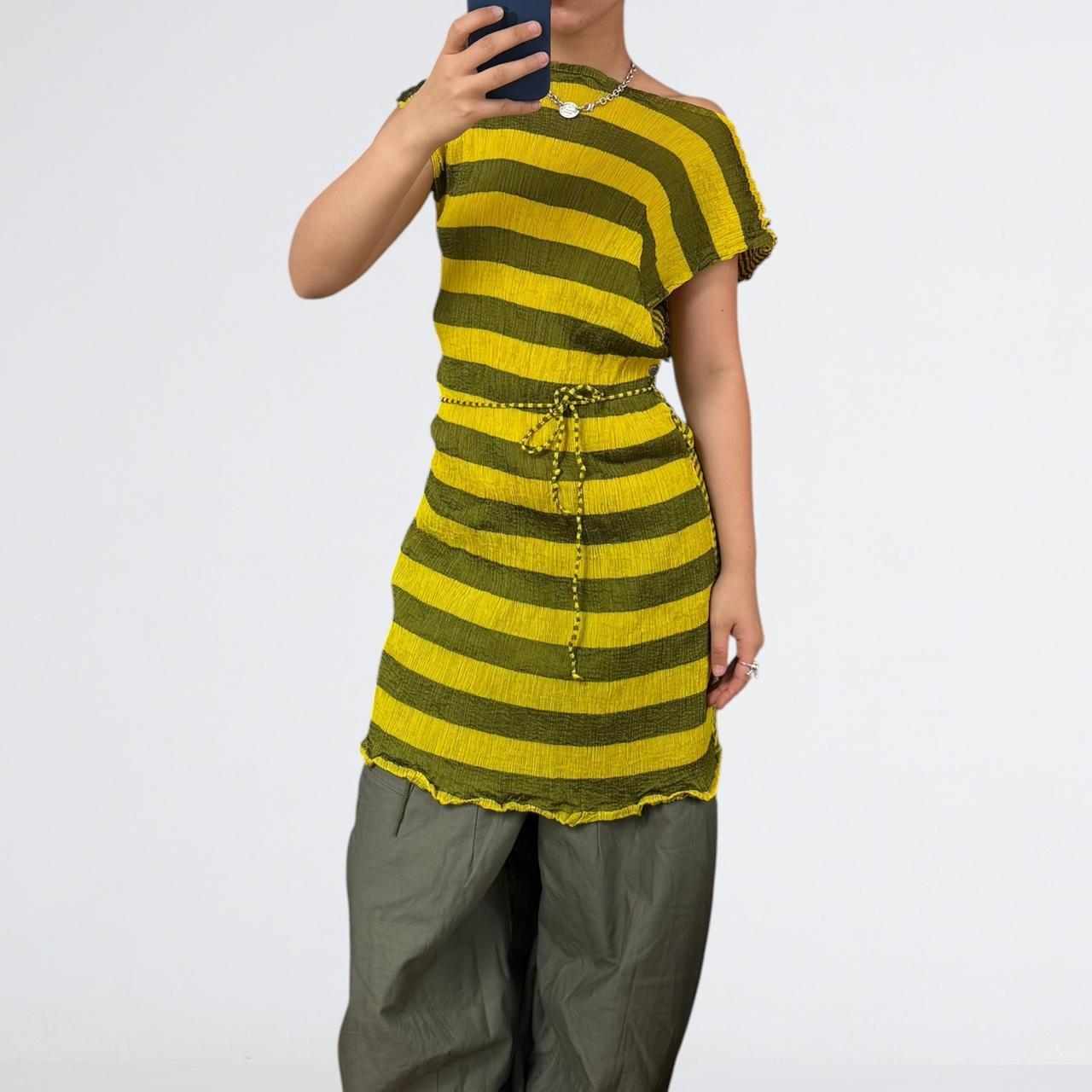 ME Issey Miyake Striped Pleated Dress