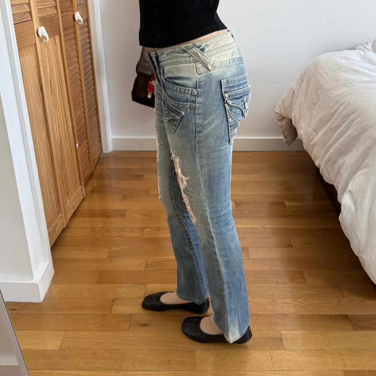 Patchwork Japanese Y2K Low-Rise Bootcut Jeans