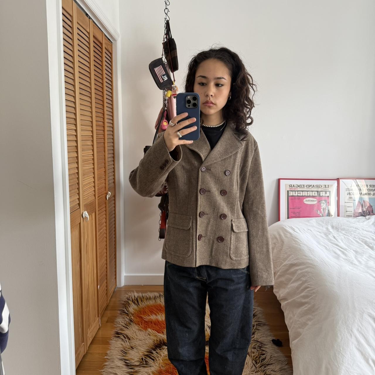 Sonia Rykiel Brown Herringbone Wool Blazer