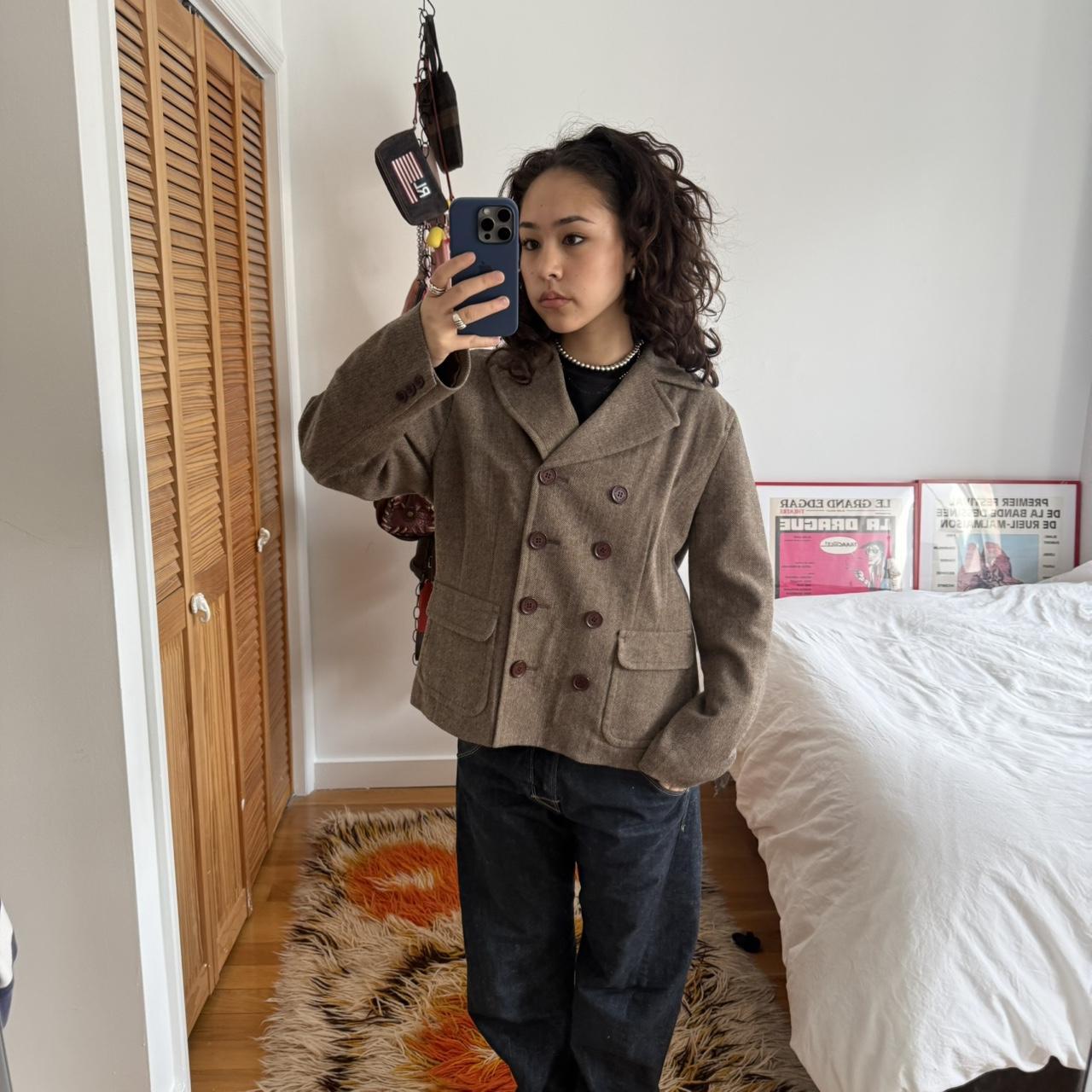 Sonia Rykiel Brown Herringbone Wool Blazer