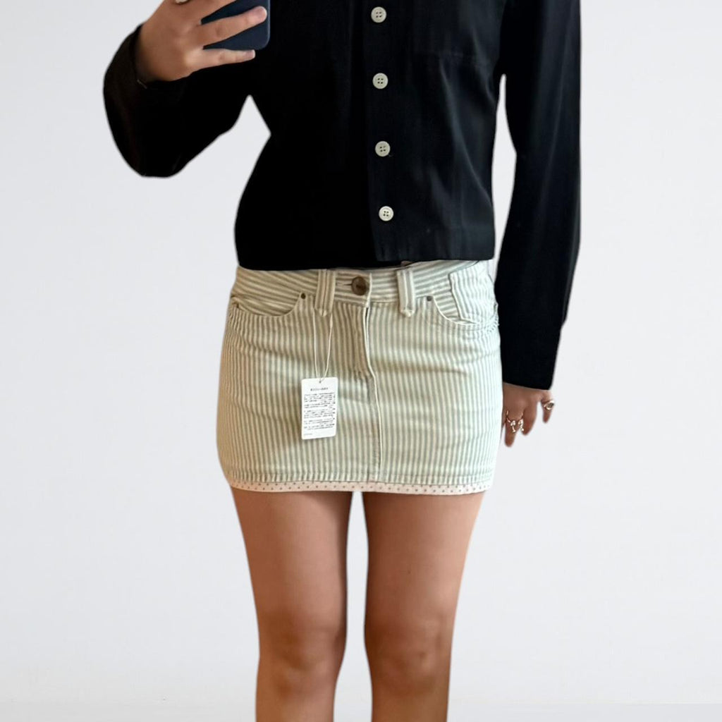 Freeze Mart Japanese Stripe Denim Mini Skirt