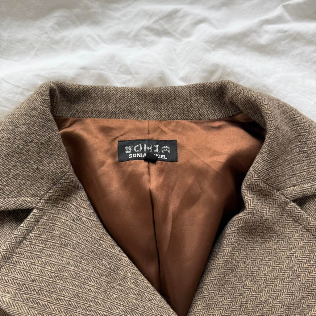 Sonia Rykiel Brown Herringbone Wool Blazer