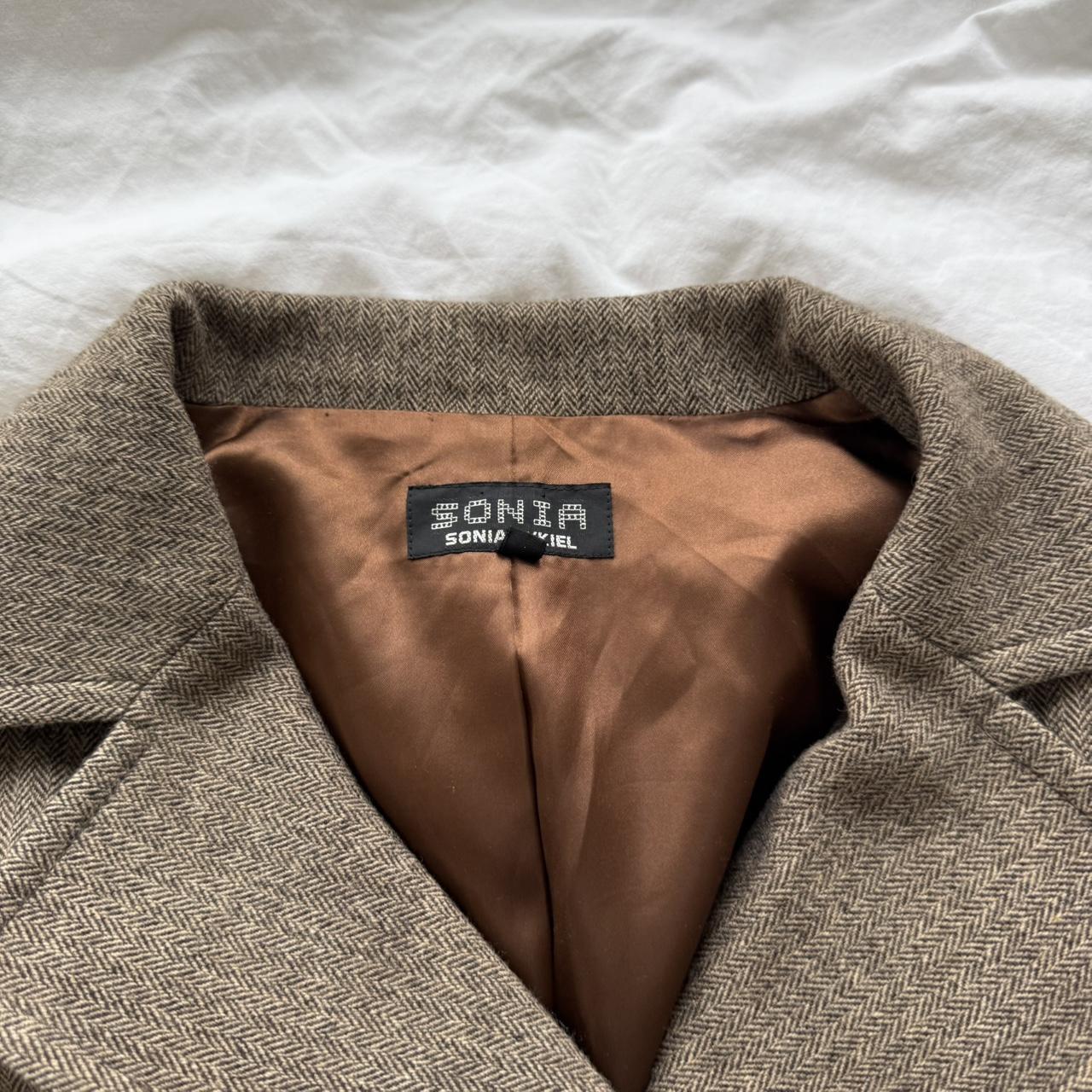 Sonia Rykiel Brown Herringbone Wool Blazer