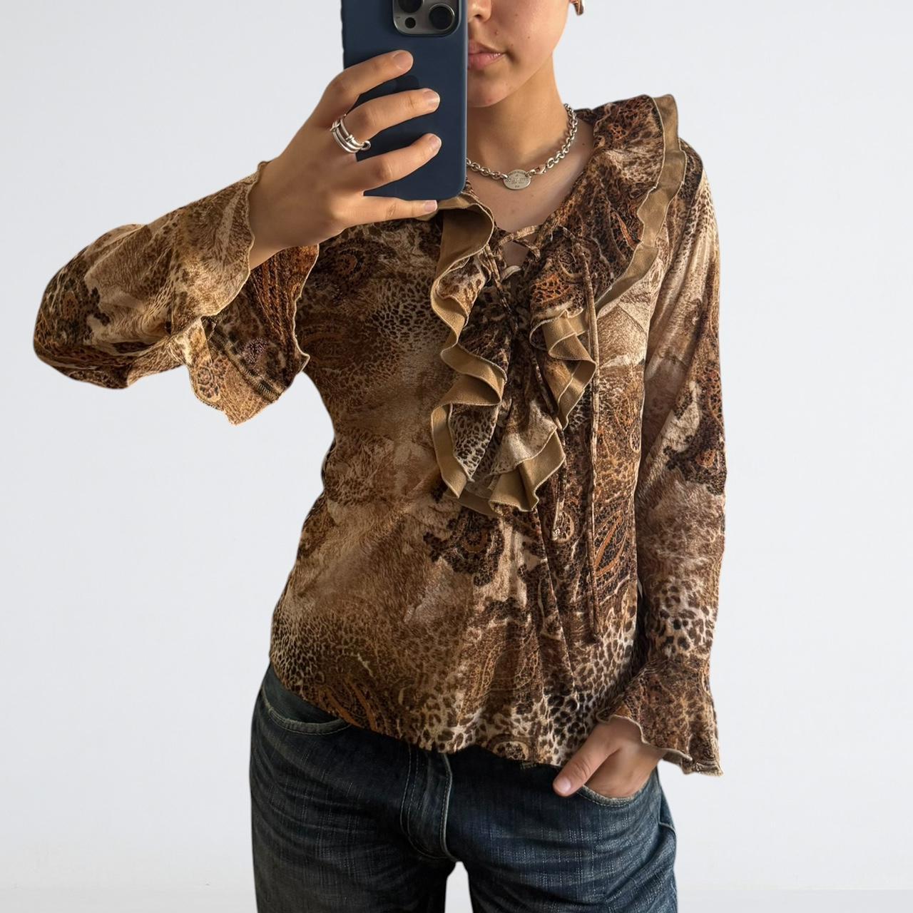 Y2K Cheetah Print Ruffle Going-Out Top