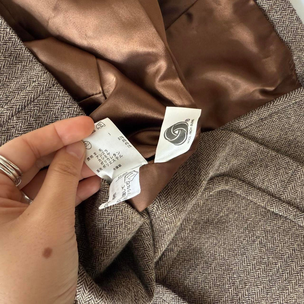 Sonia Rykiel Brown Herringbone Wool Blazer