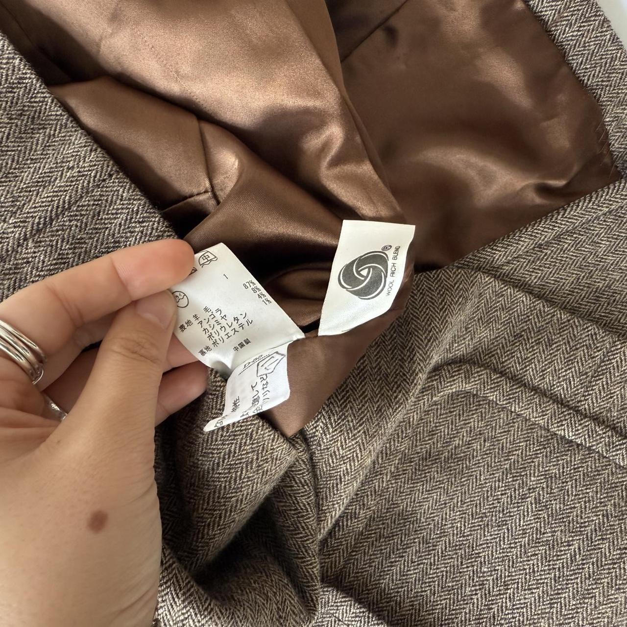 Sonia Rykiel Brown Herringbone Wool Blazer