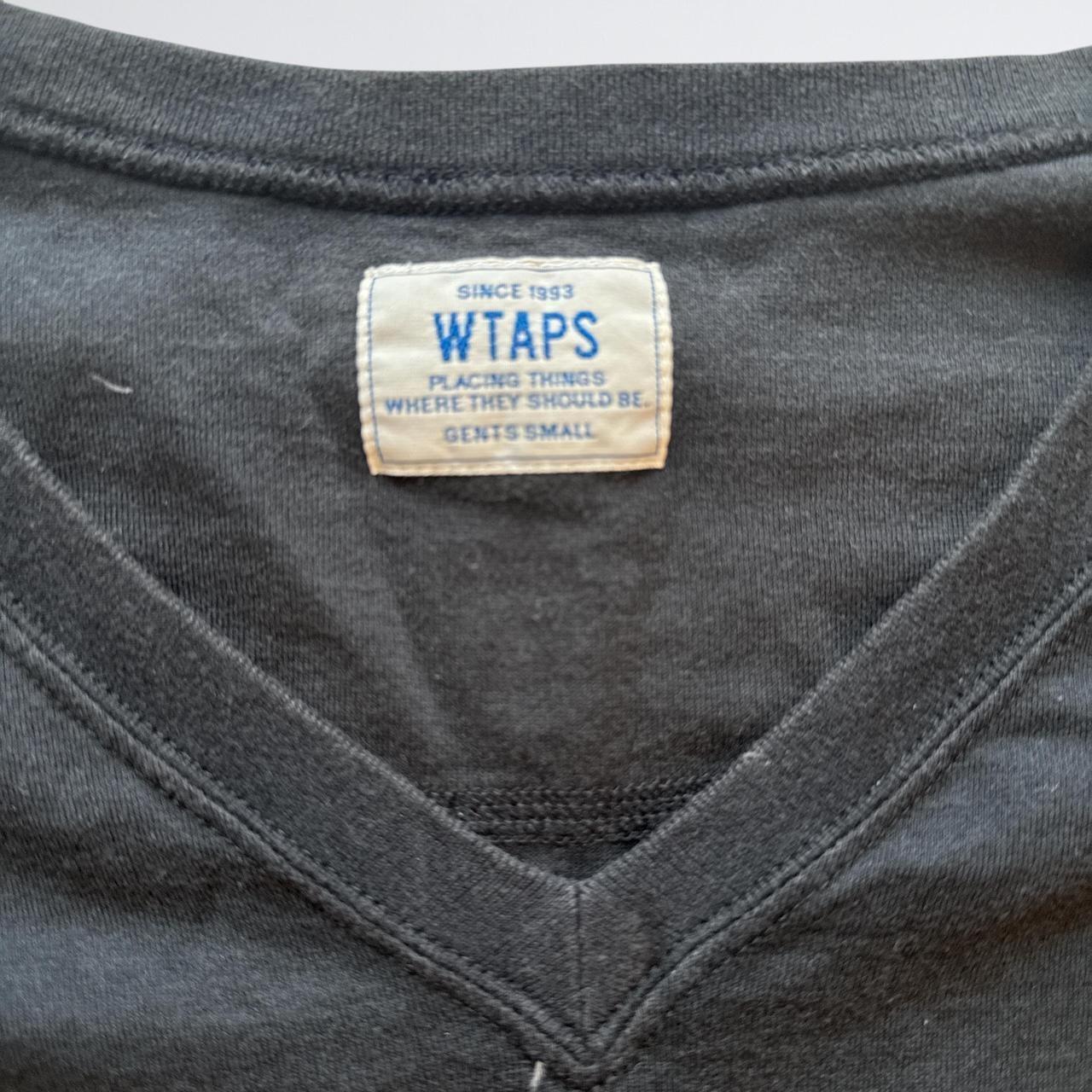 WTAPS Grey & Black Striped V-Neck T-Shirt
