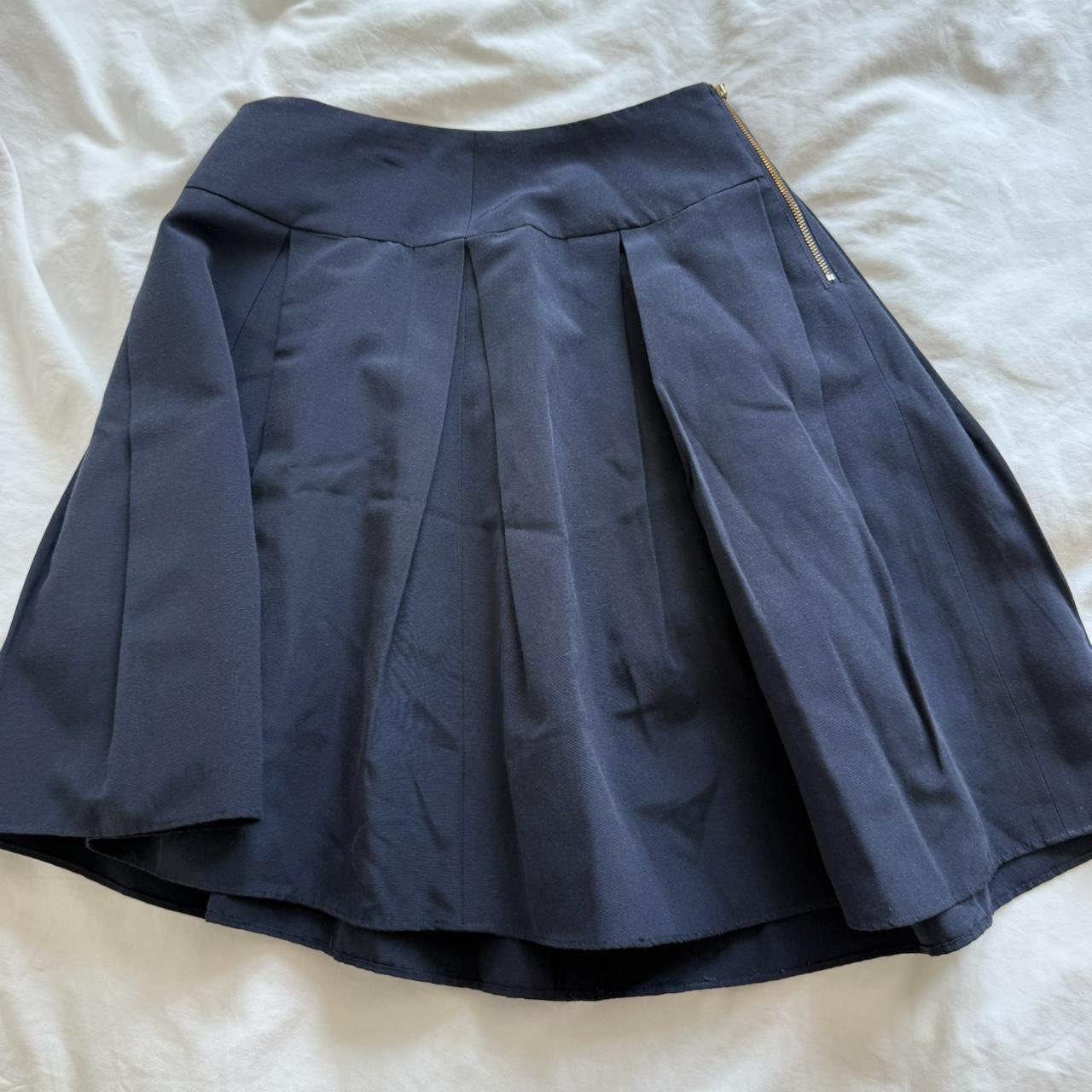 yoshie inaba L'EQUIPE Navy Pleated Midi Skirt